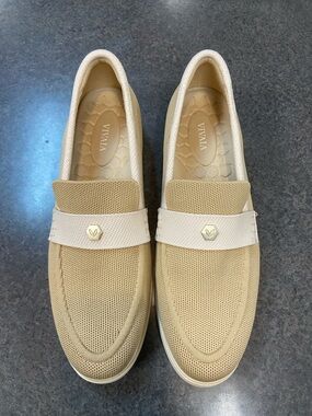 VIVAIA Women's Beige Mesh Loafers - Slip-On Comfort Flats